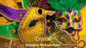  Presentation with colorful mardi gras - Cool new PPT theme with festival color - festive colorful group of mardi backdrop and a tawny brown colored foreground