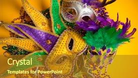  Presentation with mardigras - Slides having mardigras - festive colorful group of mardi background and a gold colored foreground