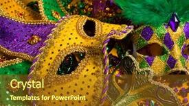  Presentation with venetian mask mardi gras - Beautiful slide set featuring mask on a yellow background backdrop and a tawny brown colored foreground