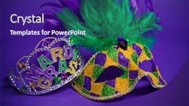  Presentation with venetian mask mardi gras - Theme featuring mask on a purple background background and a navy blue colored foreground