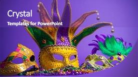  Presentation with mardi gras - Beautiful PPT theme featuring gras venetian or carnivale mask backdrop and a violet colored foreground