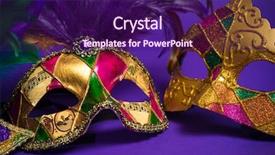  Presentation with venetian mask mardi gras - Cool new slide deck with mask on a purple background backdrop and a violet colored foreground
