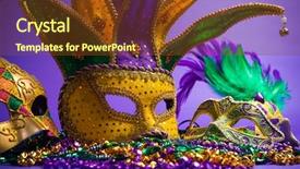 Presentation with venetian mask mardi gras - Presentation design having mask on a purple background background and a tawny brown colored foreground