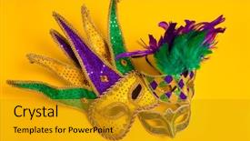  Presentation with venetian mask mardi gras - Beautiful slides featuring group venetian mardi gras mask backdrop and a gold colored foreground