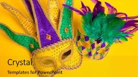  Presentation with venetian mask mardi gras - Slides enhanced with group venetian mardi gras mask background and a gold colored foreground