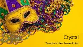  Presentation with venetian mask mardi gras - Beautiful PPT layouts featuring venetian mardi gras mask backdrop and a gold colored foreground