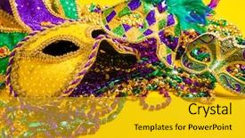  Presentation with venetian mask mardi gras - Slides featuring venetian mardi gras mask background and a gold colored foreground