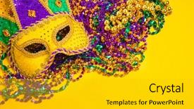  Presentation with venetian mask mardi gras - Presentation theme with mardigras - venetian mardi gras mask background and a gold colored foreground