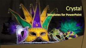  Presentation with mardigras - Colorful PPT theme enhanced with mardigras - venetian mardi gras mask backdrop and a wine colored foreground