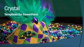  Presentation with venetian mask mardi gras - Presentation having disguise on a dark background background and a ocean colored foreground