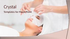  Presentation with facial - PPT theme enhanced with masque - beautiful brunette getting a facial background and a lemonade colored foreground