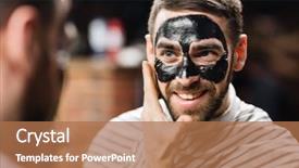  Presentation with beauty - Audience pleasing presentation consisting of masque - man in beauty parlor backdrop and a coral colored foreground