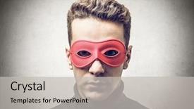  Presentation with masked facial recognition - Slide set enhanced with masque - masked man background and a light gray colored foreground