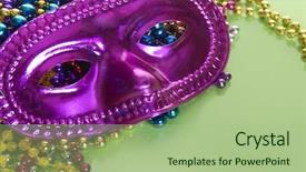  Presentation with masquerade ball - Beautiful PPT theme featuring masquerade ball masks and beads backdrop and a mint green colored foreground