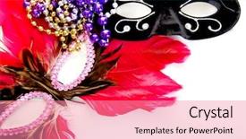  Presentation with masquerade ball - Colorful theme enhanced with masquerade ball masks and beads backdrop and a coral colored foreground