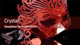  Presentation with masquerade mask - Colorful slide deck enhanced with masquerade christmas - carnival mask isolated on black backdrop and a wine colored foreground