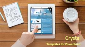  Presentation with technology education - Cool new slide deck with mass communication - business education technology and people backdrop and a red colored foreground