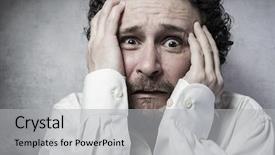  Presentation with funny - Colorful presentation design enhanced with mass marketing - businessman with very afraid man backdrop and a light gray colored foreground