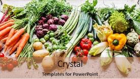  Presentation with mass - Amazing PPT theme having mass marketing - fresh vegetables backdrop and a coral colored foreground