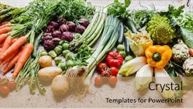  Presentation with mass - PPT theme with mass marketing - fresh vegetables background and a coral colored foreground