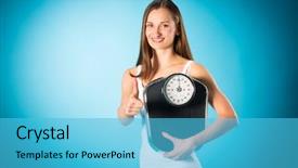  Presentation with weight - Cool new presentation design with mass shooting - diet and loosing weight young backdrop and a cyan colored foreground