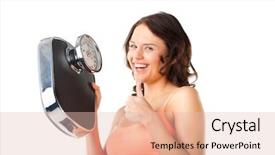  Presentation with weighing scale - Cool new theme with mass shooting - diet and weight young woman backdrop and a  colored foreground