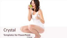  Presentation with weight loss woman showing - Cool new PPT theme with mass shooting - diet and weight young woman backdrop and a lemonade colored foreground