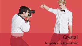  Presentation with actor - Colorful presentation theme enhanced with mass shooting - male actor being photographed backdrop and a red colored foreground