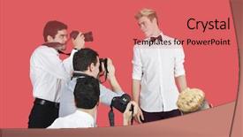  Presentation with actor - Presentation consisting of mass shooting - paparazzi taking photographs of male background and a  colored foreground