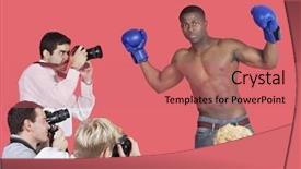  Presentation with boxer - Beautiful presentation theme featuring mass shooting - paparazzi taking photographs of male backdrop and a  colored foreground