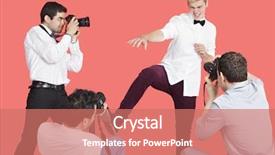 Presentation with actor - Amazing PPT theme having mass shooting - paparazzi taking photographs of male backdrop and a coral colored foreground