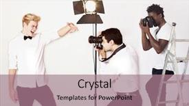  Presentation with actor - Audience pleasing PPT theme consisting of mass shooting - paparazzi taking photographs of male backdrop and a coral colored foreground