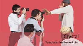  Presentation with celebrity - Presentation theme with mass shooting - young male celebrity shielding face background and a coral colored foreground