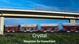  Presentation with cargo train - Amazing presentation having mass transfer - goods cargo train passing backdrop and a tawny brown colored foreground