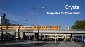  Presentation with urban train - Amazing slide deck having mass transfer - urban over ground train backdrop and a ocean colored foreground