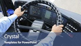  Presentation with automobile driver hand hold steering - Amazing PPT layouts having hands of driver on bus backdrop and a  colored foreground