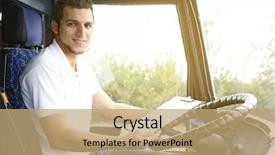  Presentation with bus - Presentation theme consisting of clipboard sitting in bus background and a coral colored foreground