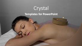  Presentation with therapeutic - Colorful presentation design enhanced with massage-and-relaxation-beautiful-brunette backdrop and a gray colored foreground