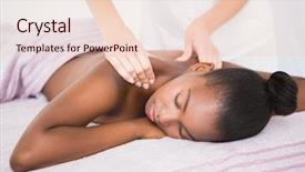  Presentation with day spa - Amazing slide set having massage at the health spa backdrop and a lemonade colored foreground