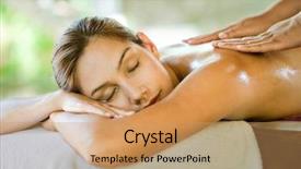  Presentation with masseur doing massage spa - Amazing theme having massage bed at a spa backdrop and a coral colored foreground