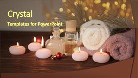  Presentation with spa - Cool new slide deck with massage candle - christmas spa set on wooden backdrop and a tawny brown colored foreground