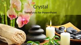  Presentation with zen stones - Presentation theme enhanced with massage candle - zen basalt stones and bamboo background and a gold colored foreground
