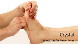  Presentation with foot massage - Colorful PPT theme enhanced with massage foot female close-up backdrop and a coral colored foreground