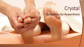 Presentation with foot massage - Amazing PPT theme having massage foot female close-up backdrop and a lemonade colored foreground