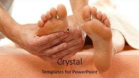  Presentation with foot massage - PPT theme enhanced with massage foot female close-up background and a red colored foreground