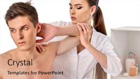  Presentation with massage therapy - PPT layouts consisting of massage for woman in spa background and a coral colored foreground