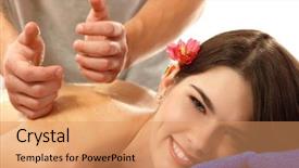  Presentation with teen - Theme consisting of massage honey attractive teen girl over white background and a coral colored foreground