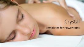  Presentation with day spa - PPT theme having massage in a spa background and a coral colored foreground