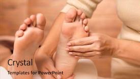  Presentation with human foot - Presentation theme featuring massage of human foot background and a  colored foreground