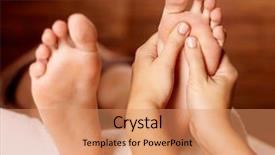  Presentation with foot massage - Presentation design with massage of human foot background and a coral colored foreground